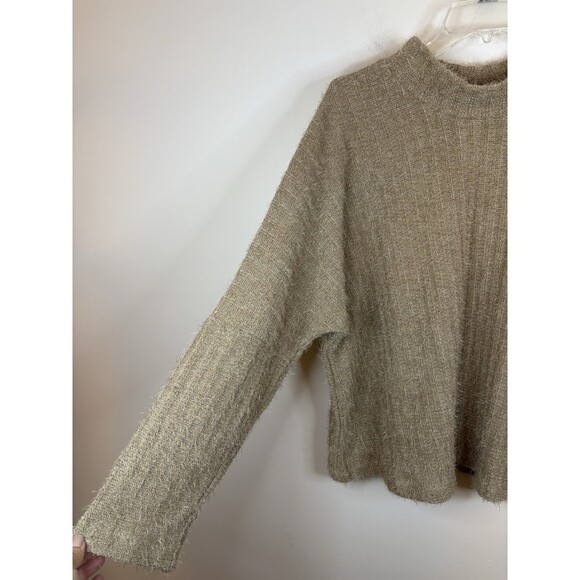 LANE BRYANT Beige Mock Neck Eyelash Knit Sweater Women 18/20 Drop Shoulder NEW - Picture 6 of 11